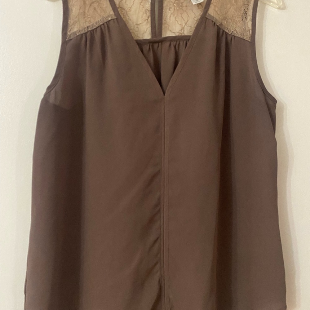 Elegant Brown Lace-Trimmed Women's Top
